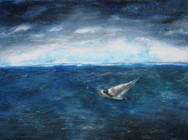 Malerei mit dem Titel "Le Petit Bateau" von Martine L'Etoile, Original-Kunstwerk, Öl