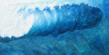 Painting titled "Wave XI" by Martine L'Etoile, Original Artwork, Oil Mounted on Wood Stretcher frame
