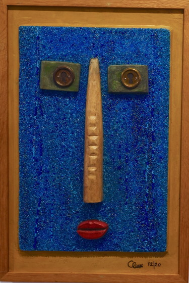 雕塑 标题为“Bleuet” 由Clem Letrusko, 原创艺术品, 木 安装在木板上