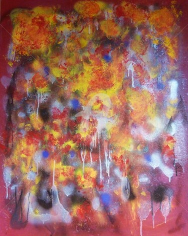 Peinture intitulée "feu d artifice" par Letty Cauet (Letty), Œuvre d'art originale, Huile