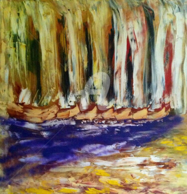 Peinture intitulée "les-colonnes-de-feu…" par Letty Cauet (Letty), Œuvre d'art originale