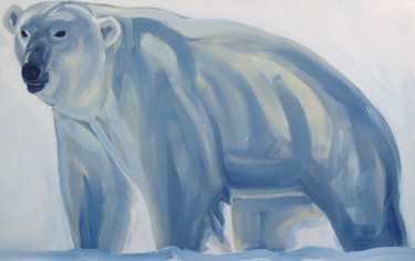 Painting titled "BLUE POLAR BEAR" by Nathalie Letulle, Original Artwork, Acrylic