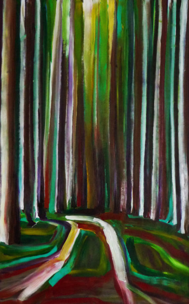 Malarstwo zatytułowany „THE GREEN PATH” autorstwa Nathalie Letulle, Oryginalna praca, Akryl