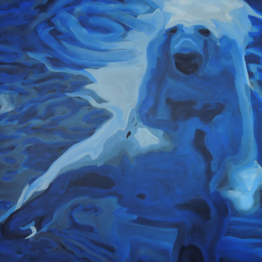 Pintura intitulada "THE BLUE BATH" por Nathalie Letulle, Obras de arte originais, Acrílico Montado em Armação em madeira