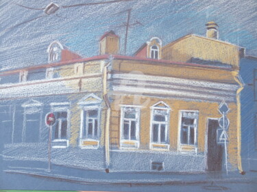 Рисунок под названием "старая Москва" - Aнна Лeвицкая, Подлинное произведение искусства, Цветные карандаши