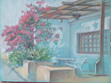 Рисунок под названием "утро цветы" - Aнна Лeвицкая, Подлинное произведение искусства, Цветные карандаши