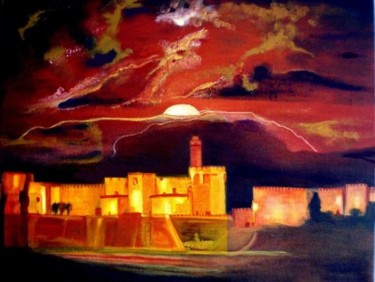 Painting titled "Migdal halaila." by Socam, Original Artwork