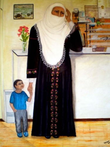 Pintura titulada "Muslim mother with…" por Socam, Obra de arte original