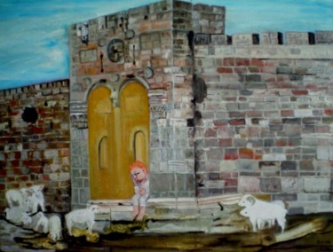 Painting titled "Ha Delet  emuna  sh…" by Socam, Original Artwork, Oil