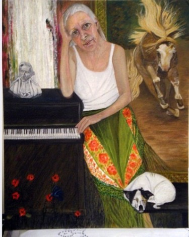 Painting titled "self-portrait  -  w…" by Socam, Original Artwork, Oil