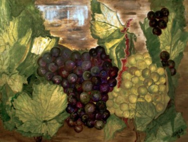 Painting titled "grapes." by Socam, Original Artwork, Oil