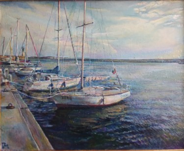 Painting titled "Boats" by George Mirinchev, Original Artwork, Oil