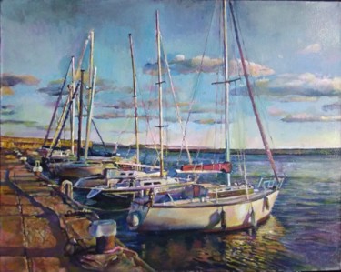 Peinture intitulée "Sparkling sunset" par George Mirinchev, Œuvre d'art originale, Huile