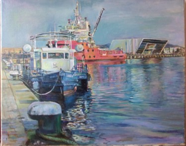Peinture intitulée "Sea station" par George Mirinchev, Œuvre d'art originale, Huile