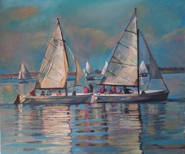 Pintura intitulada "regata" por George Mirinchev, Obras de arte originais, Óleo