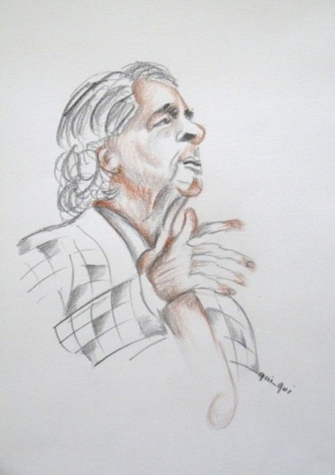 Dessin intitulée "Serge Reggiani" par Jacky Levillain, Œuvre d'art originale, Autre