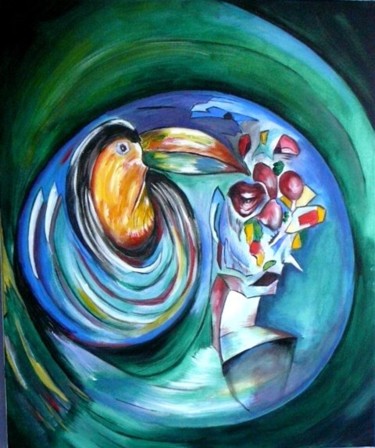 Peinture intitulée "AMAZOCOCTEAU" par Jacky Levillain, Œuvre d'art originale, Huile