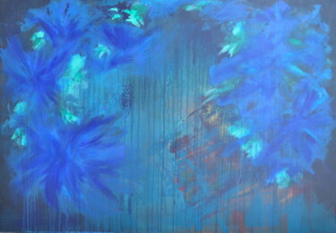 Painting titled "Blue flowers in the…" by Liudmila Levitas, Original Artwork, Acrylic