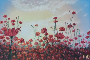 Картина под названием "Красная поляна" - Galina Levkina, Подлинное произведение искусства, Масло