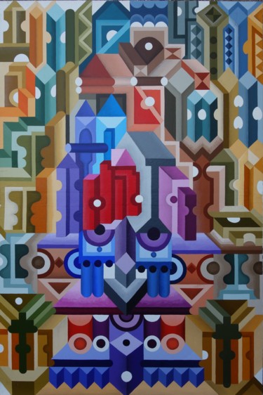 Painting titled "composition n°15" by Levon Vardanyan, Original Artwork, Acrylic Mounted on Wood Stretcher frame