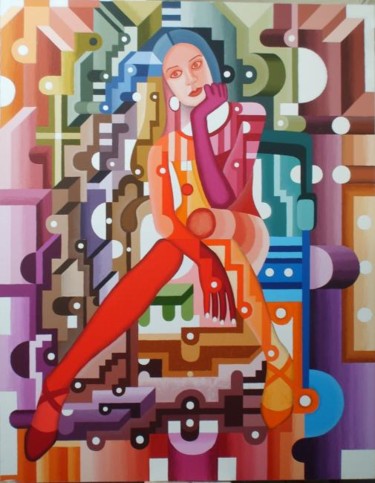 Painting titled "une femme" by Levon Vardanyan, Original Artwork