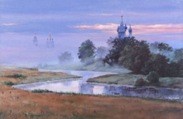 Painting titled "В тумане" by Leopold, Original Artwork, Oil