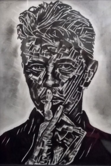 Tekening getiteld "Bowie" door Johanna Levy, Origineel Kunstwerk, Houtskool