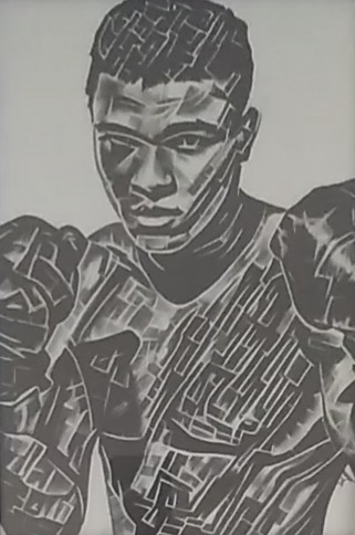 Drawing titled "Mohamed Ali" by Johanna Levy, Original Artwork, Charcoal