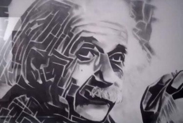 Disegno intitolato "Einstein" da Johanna Levy, Opera d'arte originale, Carbone