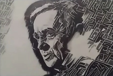 Tekening getiteld "Charles Aznavour" door Johanna Levy, Origineel Kunstwerk, Houtskool