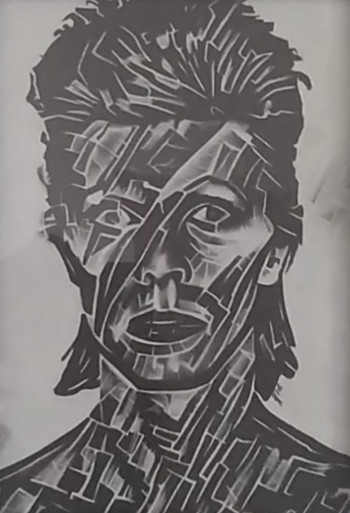 Dessin intitulée "Bowie" par Johanna Levy, Œuvre d'art originale, Fusain