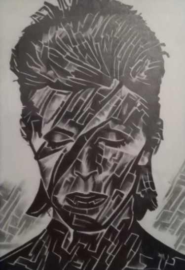 Dibujo titulada "David Bowie" por Johanna Levy, Obra de arte original, Carbón