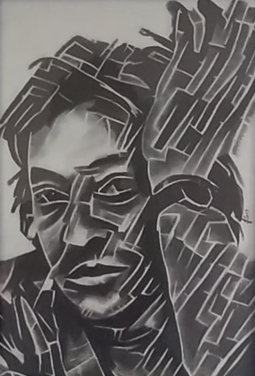 Drawing titled "Serge Gainsbourg" by Johanna Levy, Original Artwork, Charcoal