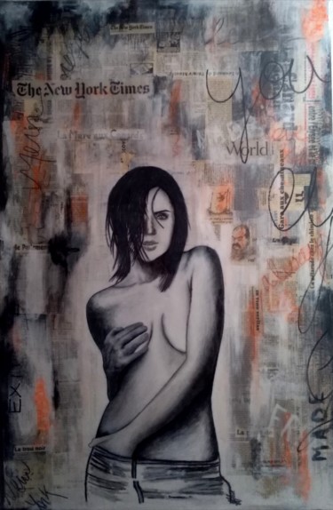Painting titled "Naked" by Johanna Levy, Original Artwork, Acrylic