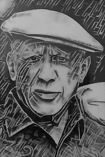 Drawing titled "Picasso" by Johanna Levy, Original Artwork, Charcoal