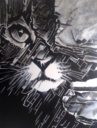 Peinture intitulée "Cat's eyes" par Johanna Levy, Œuvre d'art originale, Huile
