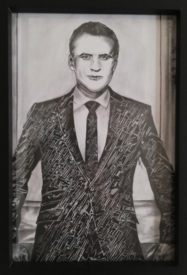 Dibujo titulada "Emmanuel Macron" por Johanna Levy, Obra de arte original, Lápiz