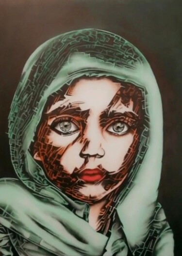 Peinture intitulée "L'enfant au châle v…" par Johanna Levy, Œuvre d'art originale, Acrylique Monté sur Châssis en bois