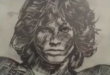 Zeichnungen mit dem Titel "Jim Morrison" von Johanna Levy, Original-Kunstwerk, Kohle