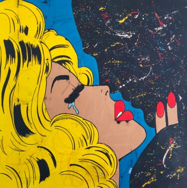 Painting titled "Sexy Girl in Cosmic…" by Lex, Original Artwork, Acrylic