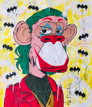 Painting titled "Bored Ape Joker NFT" by Lex, Original Artwork, Acrylic