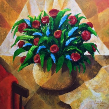 Schilderij getiteld "Flowers" door Lex Veen, Origineel Kunstwerk, Olie