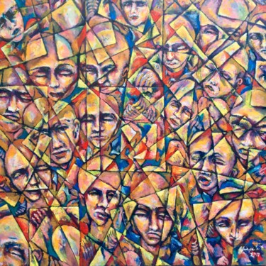 Painting titled "Dehumanization by m…" by Lex Veen, Original Artwork, Oil