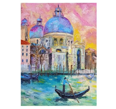 Santa Maria Zobenigo Venice Wall Decor Urban sunset painting Painting titled "Santa Maria Zobenig…" by Leyla Supran, Original Art, Oil