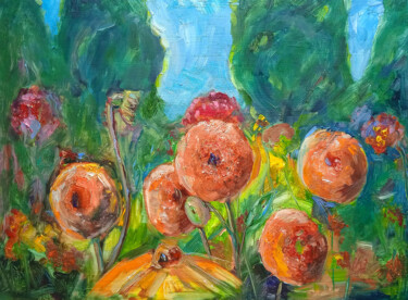 Painting titled "Orange lollipops" by Leyla Supran, Original Artwork, Oil