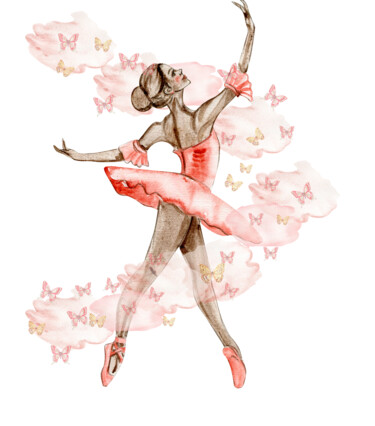 Disegno intitolato "Watercolor dancing…" da Leyla Aliyeva, Opera d'arte originale, Acquarello