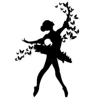 Рисунок под названием "Ballerina outlines…" - Leyla Aliyeva, Подлинное произведение искусства, Акварель
