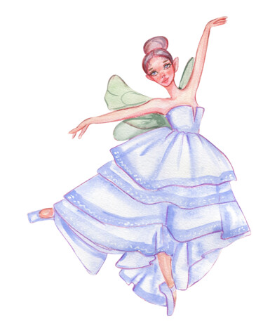 Rysunek zatytułowany „Ballerina” autorstwa Leyla Aliyeva, Oryginalna praca, Akwarela