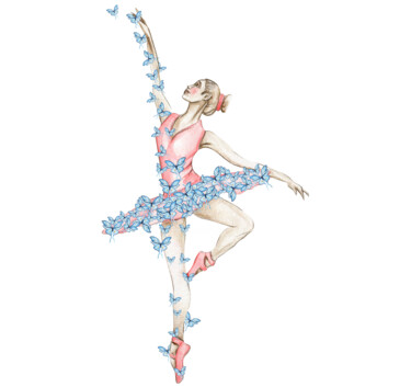 Dibujo titulada "Young pretty baller…" por Leyla Aliyeva, Obra de arte original, Acuarela