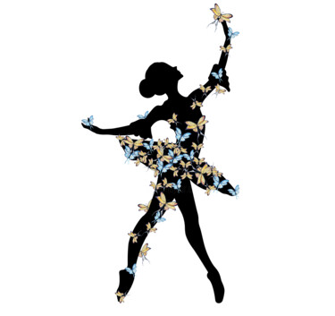 Tekening getiteld "Dancing ballerina" door Leyla Aliyeva, Origineel Kunstwerk, Aquarel